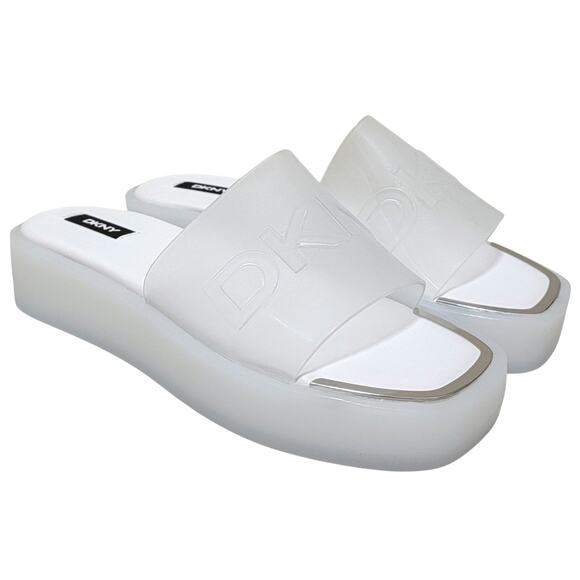 DKNY Women Laren Platform Slide Sandals Size US 9M Jelly Mold Clear - Picture 1 of 4